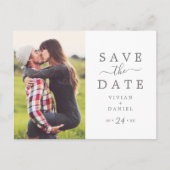 Minimale Silver Photo Save the Date Uitnodiging Briefkaart (Voorkant)