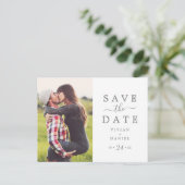 Minimale Silver Photo Save the Date Uitnodiging Briefkaart (Staand voorkant)