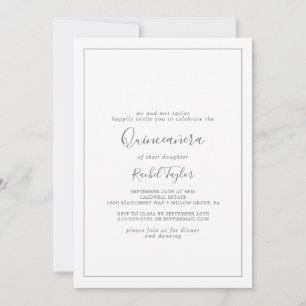 Minimale Silver Quinceañera-uitnodiging Kaart