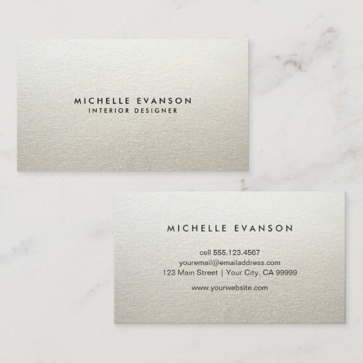 Minimale Silver Simple Professional Visitekaartje (Voorkant / Achterkant)