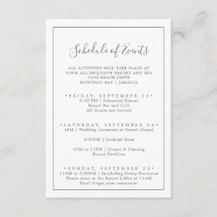 Minimale Silver Wedding Weekend Planning van Gebeu Informatiekaartje