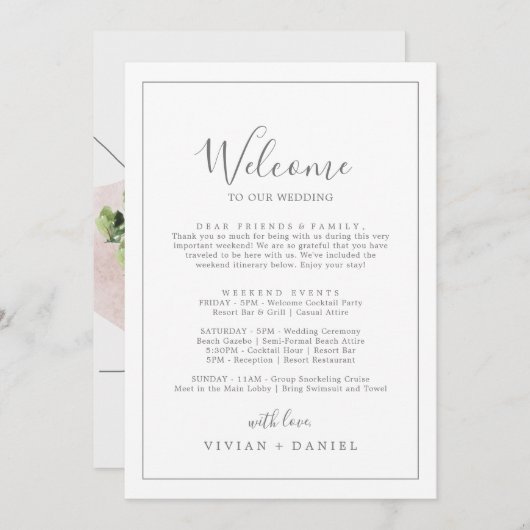 Minimale Silver Welcome Letter-route en -kaart (Voorkant / Achterkant)