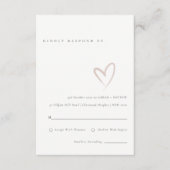 Minimale Simple Script Blush Heart Wedding RSVP Informatiekaartje (Voorkant)