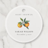 Minimale Sinaasappel van Citrus Botanische Boho Ba Bedankjes Labels (Voorkant)