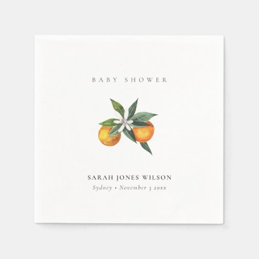 Minimale Sinaasappel van Citrus Botanische Boho Ba Servet (Voorkant)