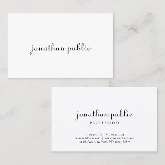 Minimale Sjabloon voor moderne handmatige scripts Visitekaartje (Voorkant / Achterkant)