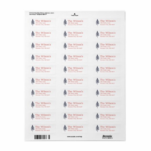 Minimale 'Sketch Evergreen Tree'-feestdag Etiket (Full Sheet)