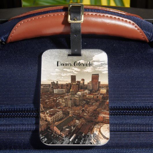Minimale skyline van Denver Colorado Bagagelabel (Voorkant Insitu 2)