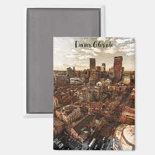 Minimale skyline van Denver Colorado Magneet