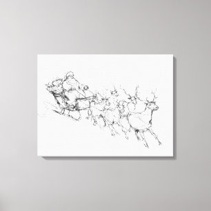 Minimale slee van Kerstman – Schets met schone lij Canvas Afdruk