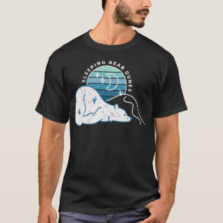 Minimale Sleeping Bear Dunes Retro Zonsondergang T-shirt