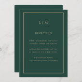 Minimale Smaragd Monogram Eenvoudige Elegante Brui Kaart (Voorkant / Achterkant)