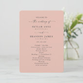 Minimale Solid Blush Pink Wedding Ceremony Programma (Staand voorkant)