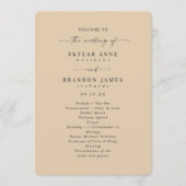 Minimale Solid Dusty Yellow Wedding Ceremony Programma (Voorkant)