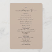 Minimale Solid Taupe Beige Wedding Ceremonie Programma (Achterkant)