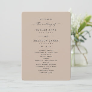 Minimale Solid Taupe Beige Wedding Ceremonie Programma