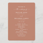 Minimale Solid Terracotta Clay Wedding Ceremony Programma (Voorkant)