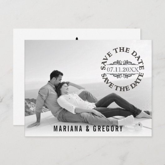 Minimale sparen de Datum moderne trouwfoto Aankondigingskaart (Voorkant / Achterkant)