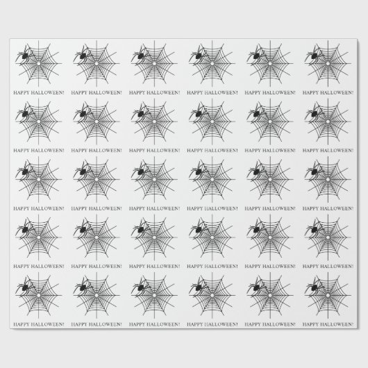 Minimale Spider en SpiderWeb Happy Halloween Cadeaupapier (Vlak)