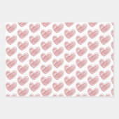Minimale spoelroze en witte harten en strips inpakpapier vel (Voorkant)