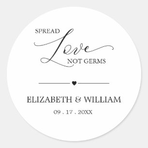 Minimale Spread Love Not Germs Hand Sanitizer Favo Ronde Sticker