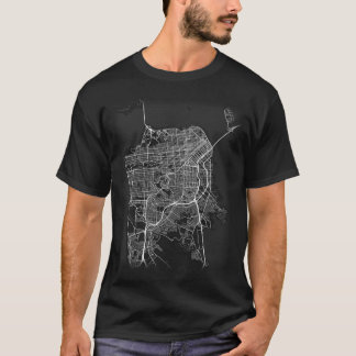 Minimale stadskaart van San Francisco (LARGE PRINT T-shirt