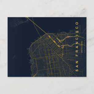 Minimale stadskaart van San Francisco op ansichtka Briefkaart