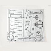 Minimale stadslijn van Parijs als wandtapijt Wandkleed (Voorkant (horizontaal))