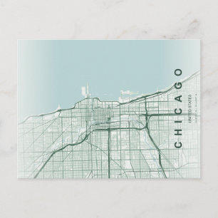 Minimale stadsplattegrond van Chicago op ansichtka Briefkaart