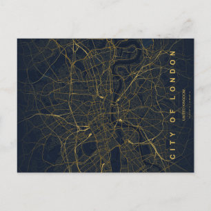 Minimale stadsplattegrond van Londen op ansichtkaa Briefkaart