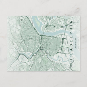 Minimale stadsplattegrond van Philadelphia-ansicht Briefkaart