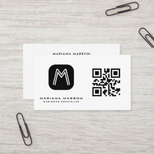 Minimale standaard aangepaste QR-code monogram Visitekaartje
