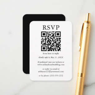 Minimale standaard zwarte RSVP voor bruiloft QR Informatiekaartje
