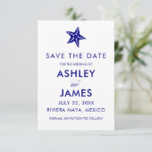 Minimale Starfish Save the Date Wedding, Navy (Staand voorkant)