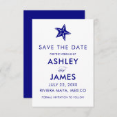 Minimale Starfish Save the Date Wedding, Navy (Voorkant / Achterkant)