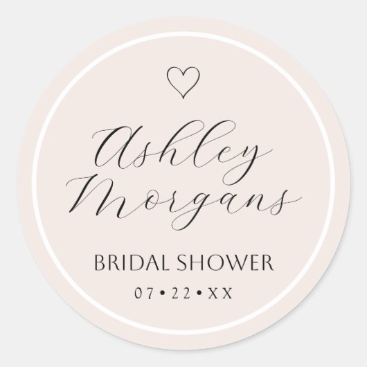 Minimale sticker voor bruidsfeest | Roze schrift (Voorkant)