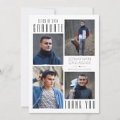 Minimale stijlvol AFSTUDEREN U vijf foto's zwart Bedankkaart (Voorkant)
