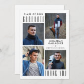 Minimale stijlvol Afstuderen U vijf foto's zwart Bedankkaart (Voorkant / Achterkant)