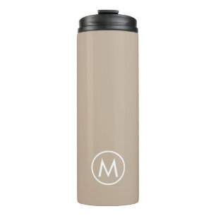 Minimale stijlvolle beige monogram reismuis thermosbeker