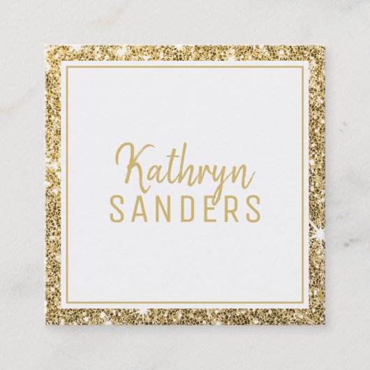 MINIMALE STIJLVOLLE eenvoudige rand gouden glitter Vierkante Visitekaartje (Voorkant)