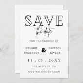 Minimale stijlvolle handgeschreven kalligrafie save the date (Voorkant / Achterkant)