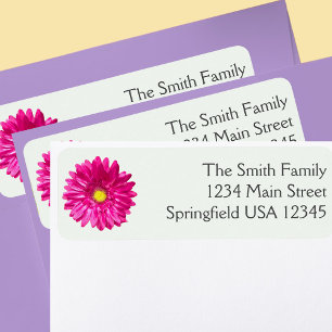 Minimale Stijlvolle Roze Gerbera Daisy Retouradres Etiket