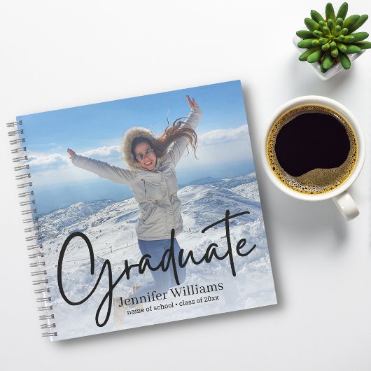 Minimale stijlvolle script foto afstuderen 2025 notitieboek