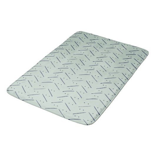 Minimale Stippen in Dashes Indigo Sage Pattern Badmat (Gekanteld)