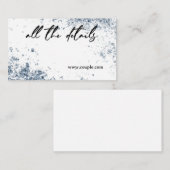 Minimale stoffige blauwe trouwkaart informatiekaartje (Voorkant / Achterkant)