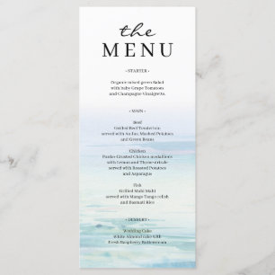 Minimale strandgolfjes bruiloftsmenu menu