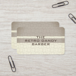 Minimale Strepen Bruine Retro Chic Herenkapsalon Visitekaartje