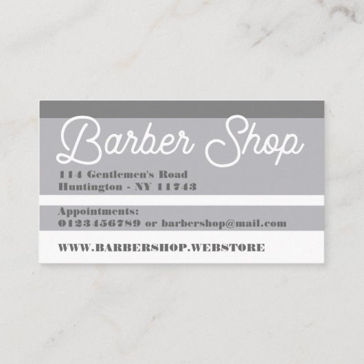 Minimale strepes Elegant Grey Barbershop Visitekaartje (Achterkant)