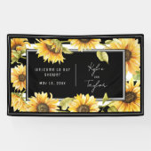 Minimale Sunflower Black White Wedding Shower Spandoek (Horizontaal)