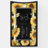 Minimale Sunflower Black White Wedding Shower Spandoek (Verticaal)